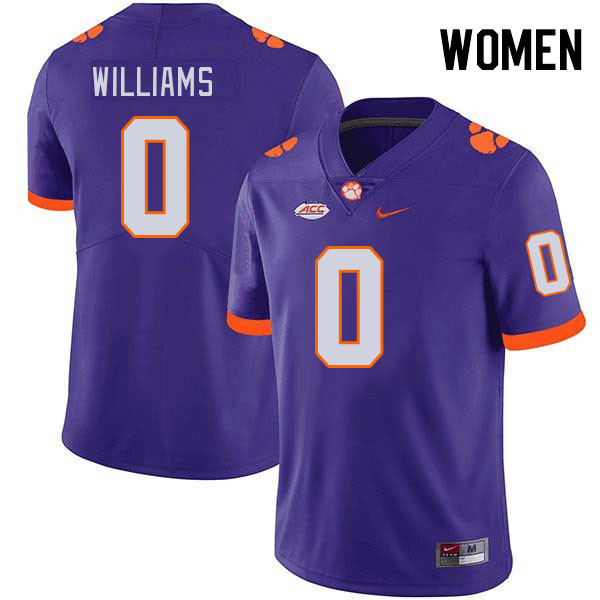 Women's Clemson Tigers Antonio Williams #0 College Purple NCAA Authentic Football Stitched Jersey 23YJ30ZF